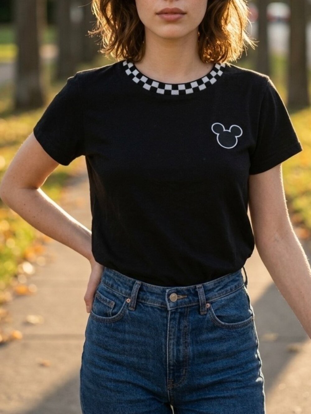 Vans x Disney | Unisex Mickey Checkerboard Ringer Tee M